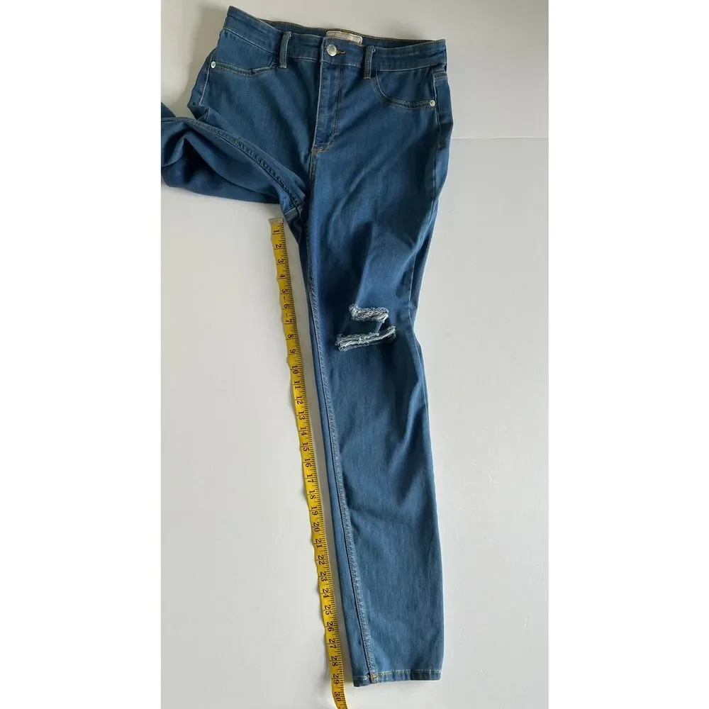Free People Distressed Skinny Jeans Blue High Rise Stretch Women’s Size W31
